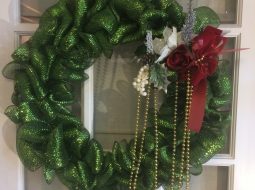 0069-Green-ribbon-wreath-w-gold-beads